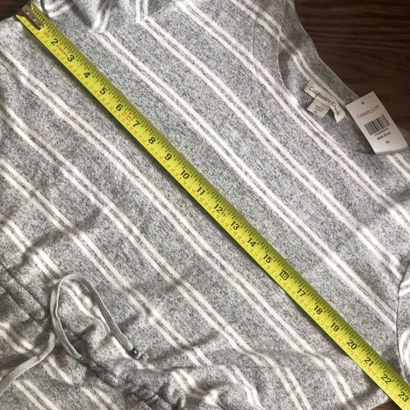 COLDWATER CREEK Women’s Soft Grey Stripe Long Sleeve Dress With Pockets Size XL - Picture 6 of 12